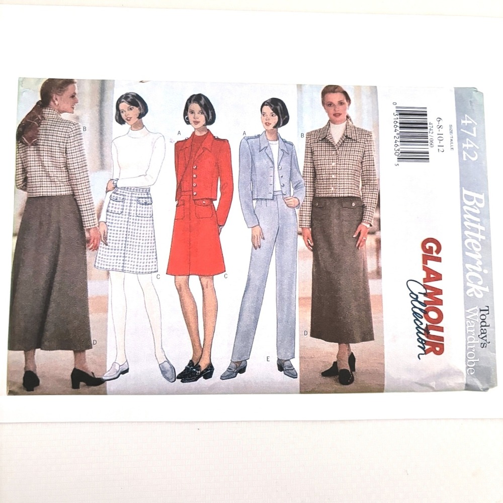 Butterick 4742 Glamour Capsule Jacket Skirt Pants Sz 14-18 Vtg90s No Envelope UC